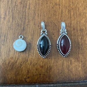 Elegant Silver and Black Pendant Set